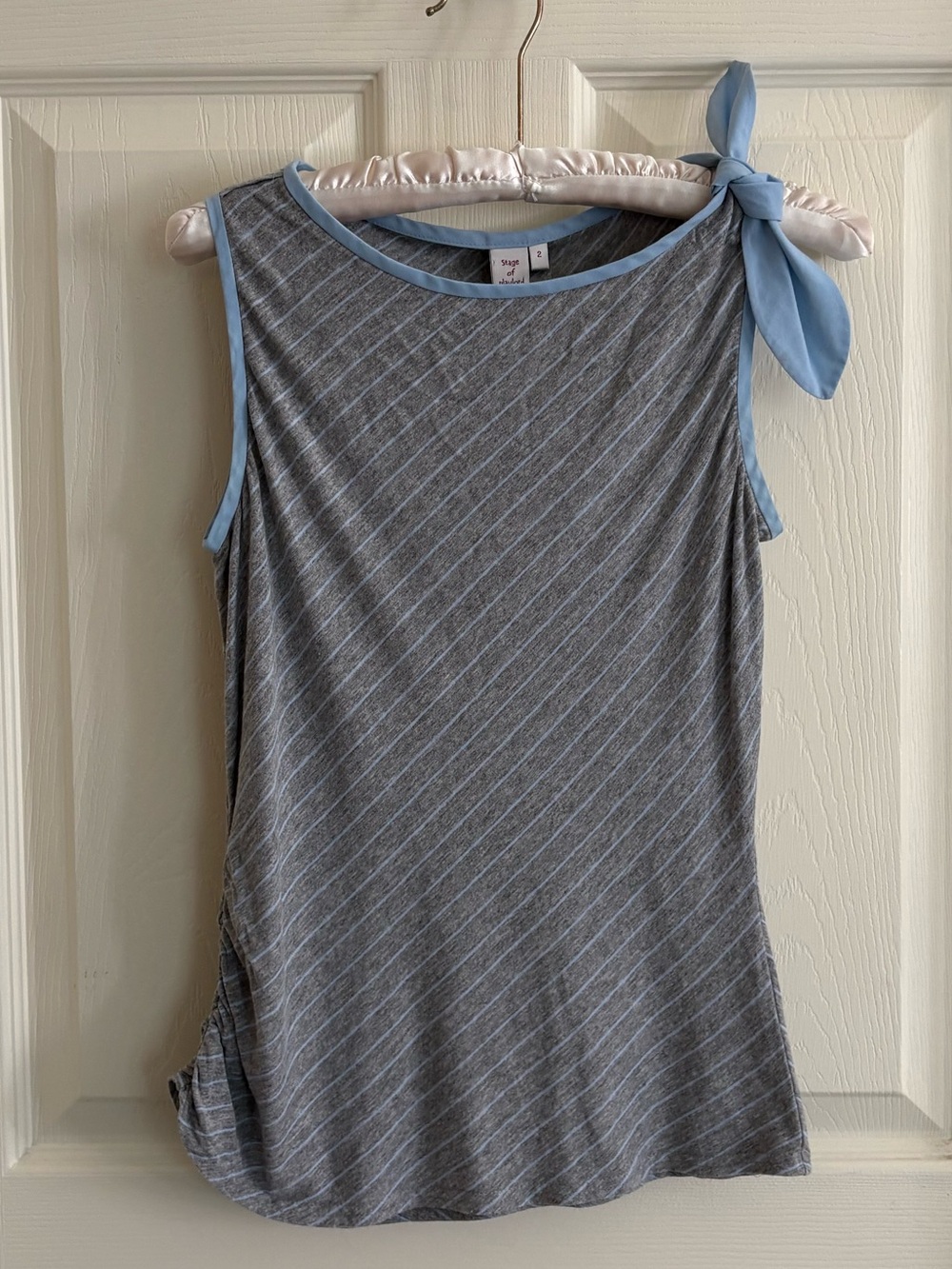 Y2K light blue and grey pinstripe top